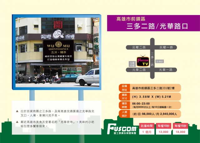 高雄-前鎮區-三多路＆光華路（光華夜市三角窗）月流量294萬